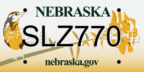 SLZ770 Nebraska License Plate