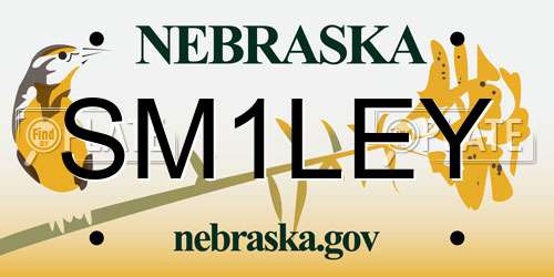 SM1LEY Nebraska License Plate