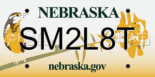 SM2L8T Nebraska License Plate