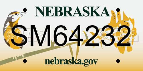 SM64232 Nebraska License Plate
