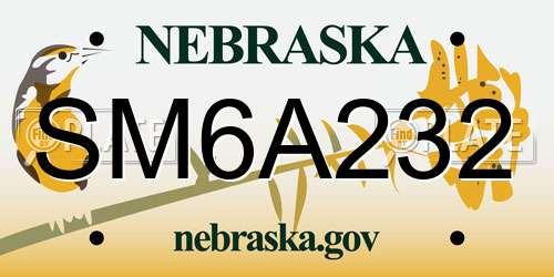 SM6A232 Nebraska License Plate
