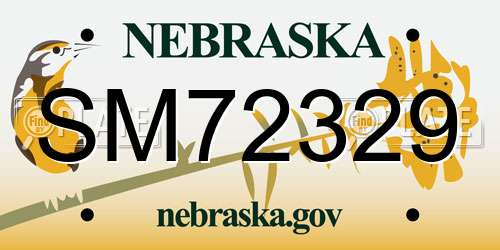SM72329 Nebraska License Plate
