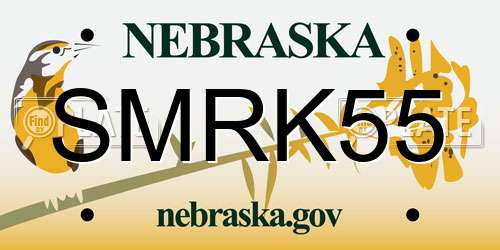 SMRK55 Nebraska License Plate
