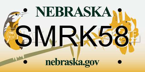 SMRK58 Nebraska License Plate