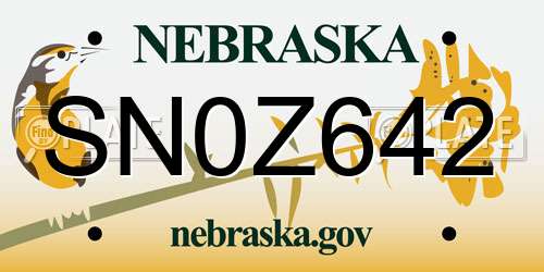 SN0Z642 Nebraska License Plate