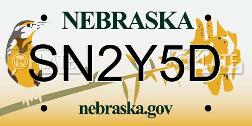 SN2Y5D Nebraska License Plate