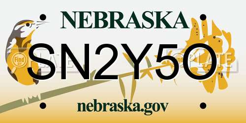 SN2Y5O Nebraska License Plate