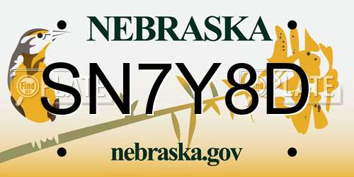 SN7Y8D Nebraska License Plate