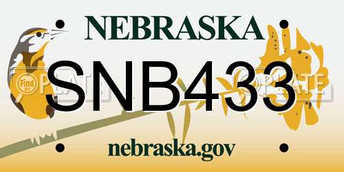 SNB433 Nebraska License Plate