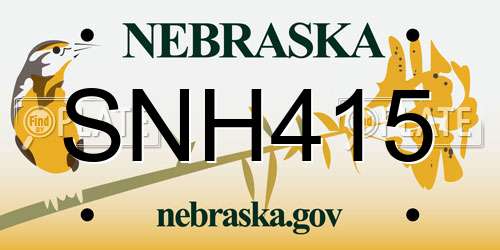 SNH415 Nebraska License Plate