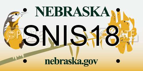 SNIS18 Nebraska License Plate