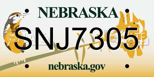 SNJ7305 Nebraska License Plate