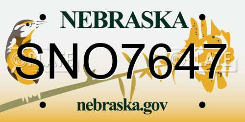 SNO7647 Nebraska License Plate