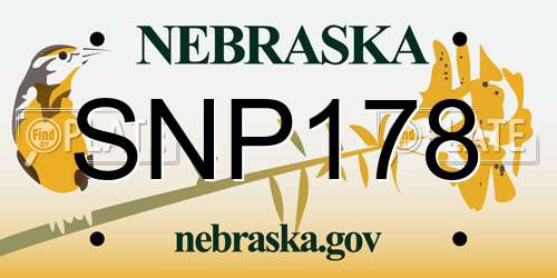 SNP178 Nebraska License Plate