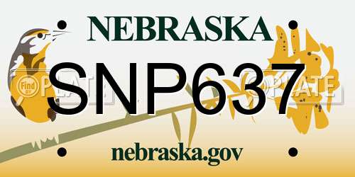 SNP637 Nebraska License Plate