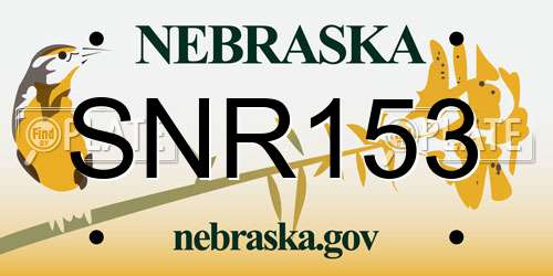 SNR153 Nebraska License Plate