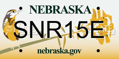 SNR15E Nebraska License Plate