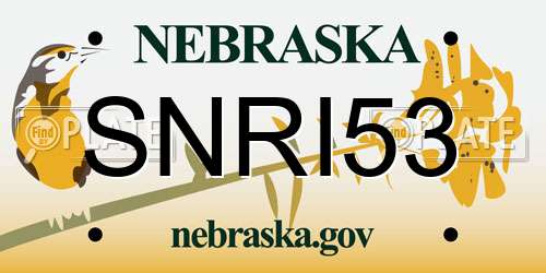 SNRI53 Nebraska License Plate