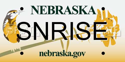 SNRISE Nebraska License Plate
