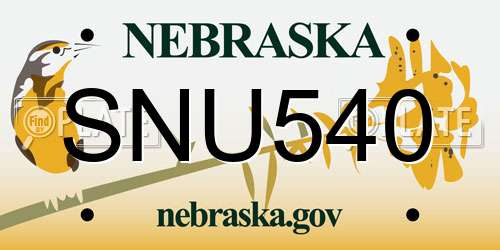 SNU540 Nebraska License Plate