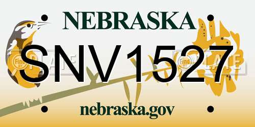 SNV1527 Nebraska License Plate