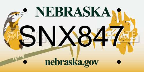 SNX847 Nebraska License Plate