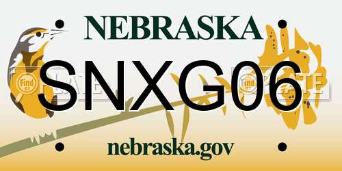 SNXG06 Nebraska License Plate