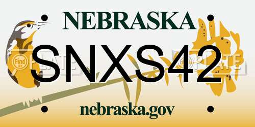 SNXS42 Nebraska License Plate
