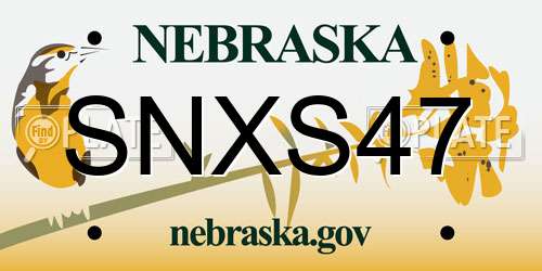 SNXS47 Nebraska License Plate