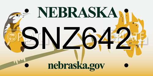 SNZ642 Nebraska License Plate