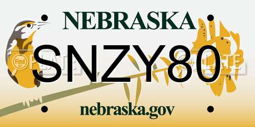 SNZY80 Nebraska License Plate