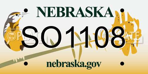 SO1108 Nebraska License Plate