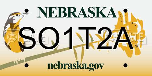 SO1T2A Nebraska License Plate