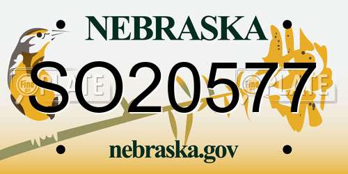 SO20577 Nebraska License Plate