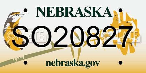 SO20827 Nebraska License Plate