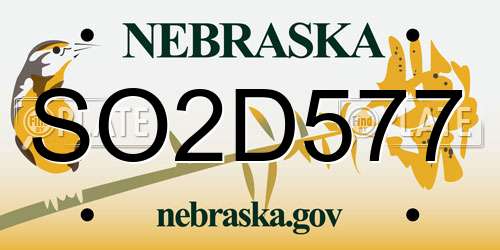 SO2D577 Nebraska License Plate