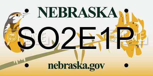 SO2E1P Nebraska License Plate