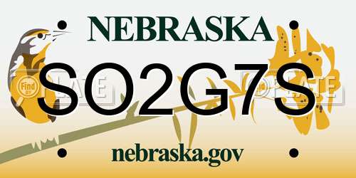 SO2G7S Nebraska License Plate