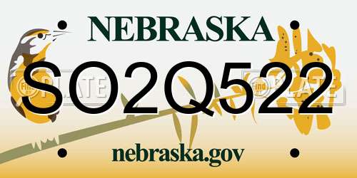 SO2Q522 Nebraska License Plate