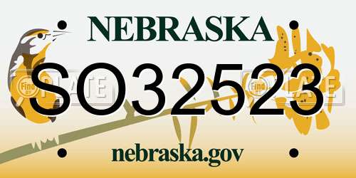 SO32523 Nebraska License Plate
