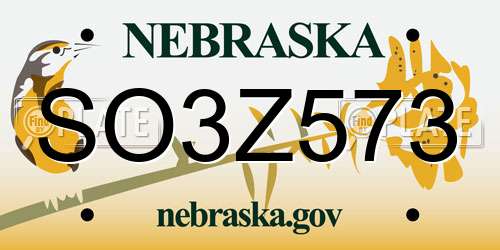 SO3Z573 Nebraska License Plate