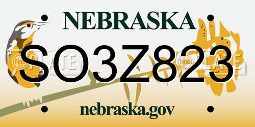 SO3Z823 Nebraska License Plate