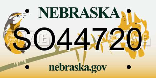 SO44720 Nebraska License Plate