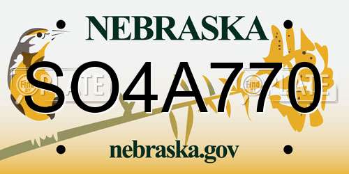 SO4A770 Nebraska License Plate