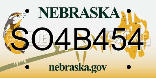 SO4B454 Nebraska License Plate