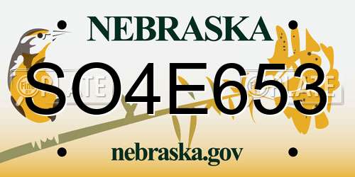 SO4E653 Nebraska License Plate