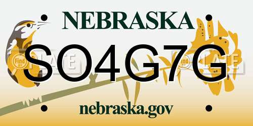 SO4G7G Nebraska License Plate