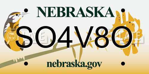SO4V8O Nebraska License Plate