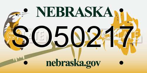 SO50217 Nebraska License Plate
