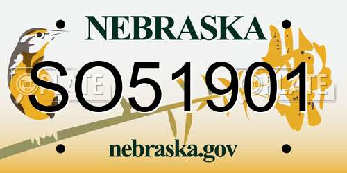 SO51901 Nebraska License Plate